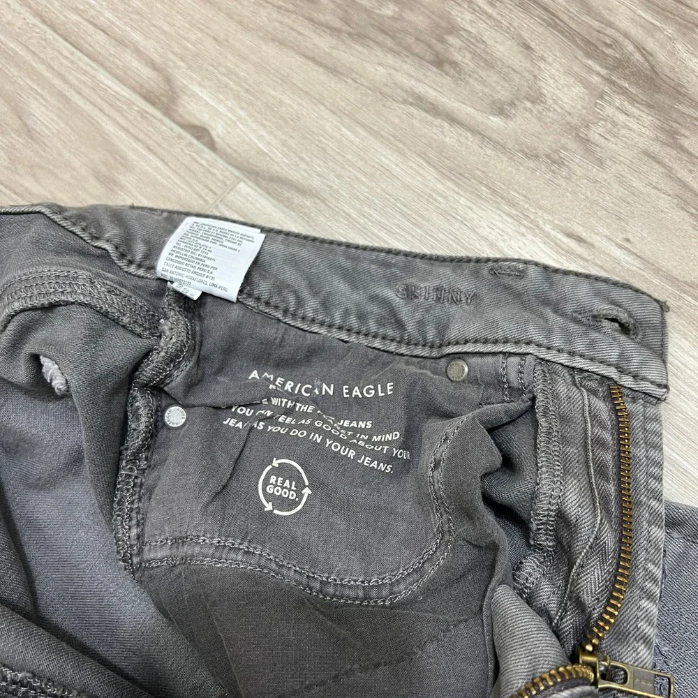 American Eagle AirFlex Skinny Jeans Men's 28x30 Gray Distressed Stretch Denim